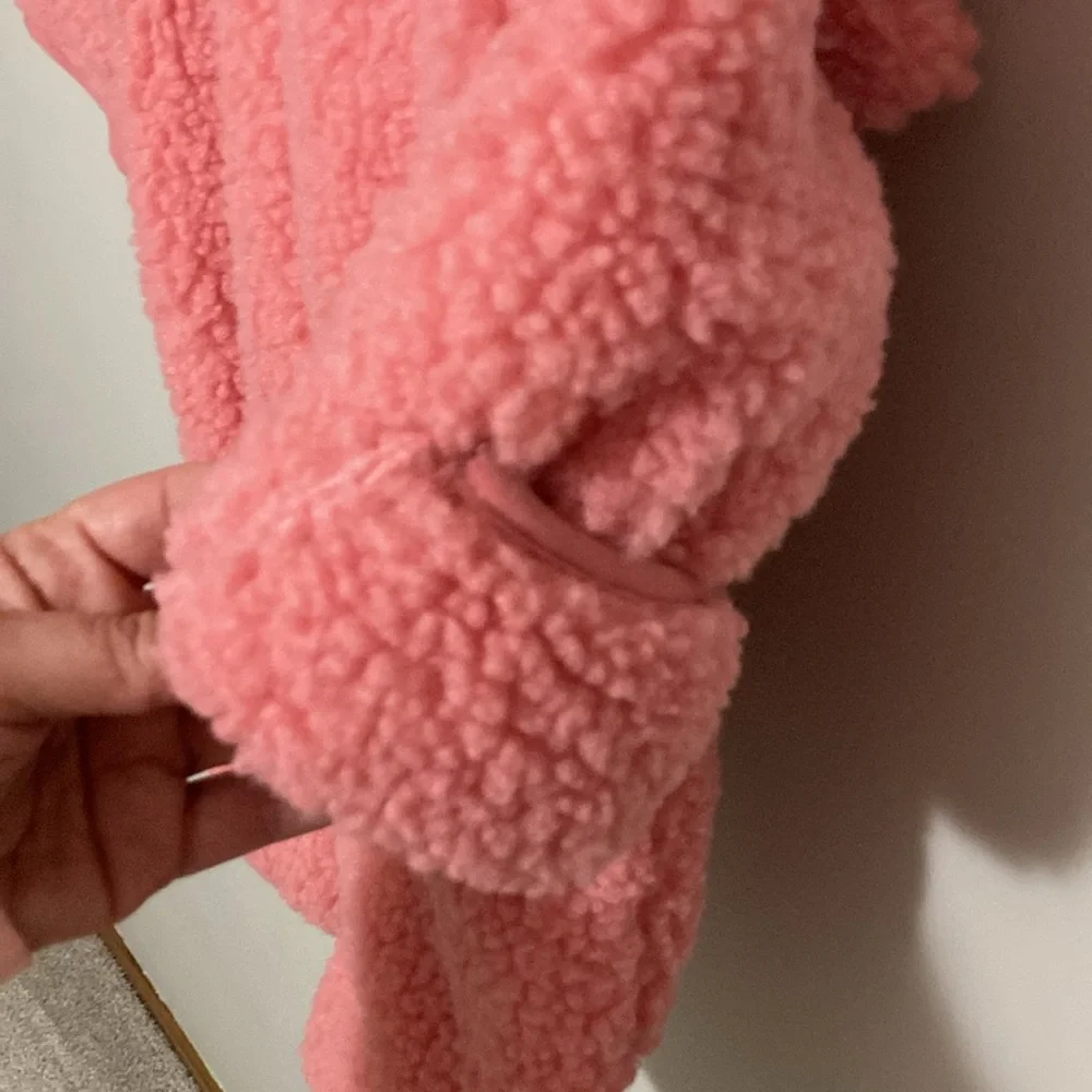 NWT Wonder Nation Baby Pink Teddy Fleece Pram with Hood, Size 3-6 months
